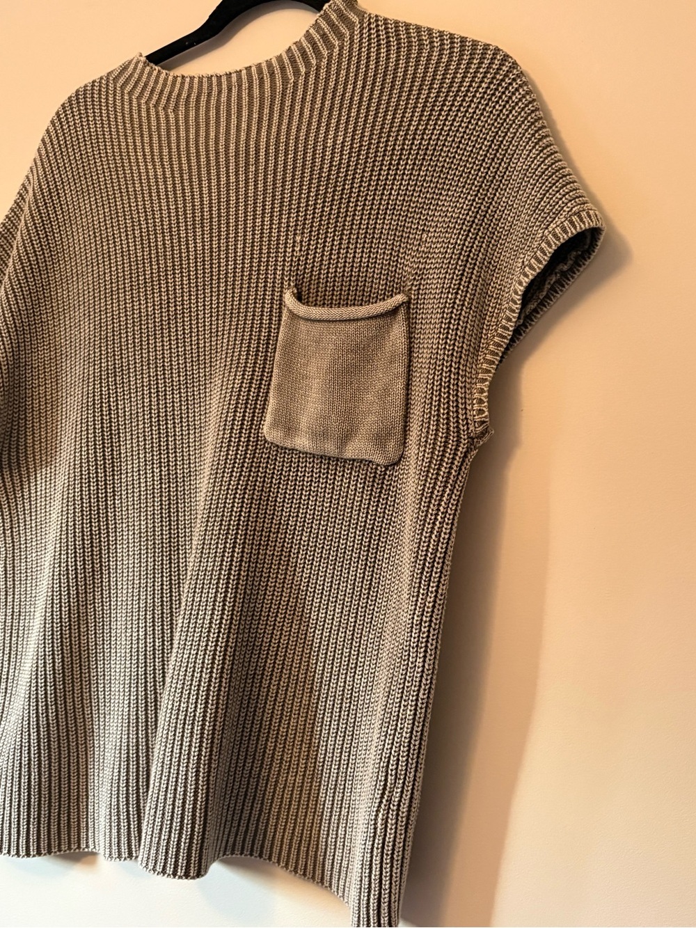 Arcadia Beige Knit Crew Neck Fisherman Sweater with Pocket